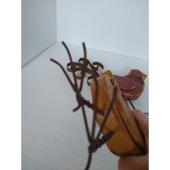 Wooden Metal Bird Statue Sculpture Folk Art Primitive Farm chicken decor - Picture 14 of 16